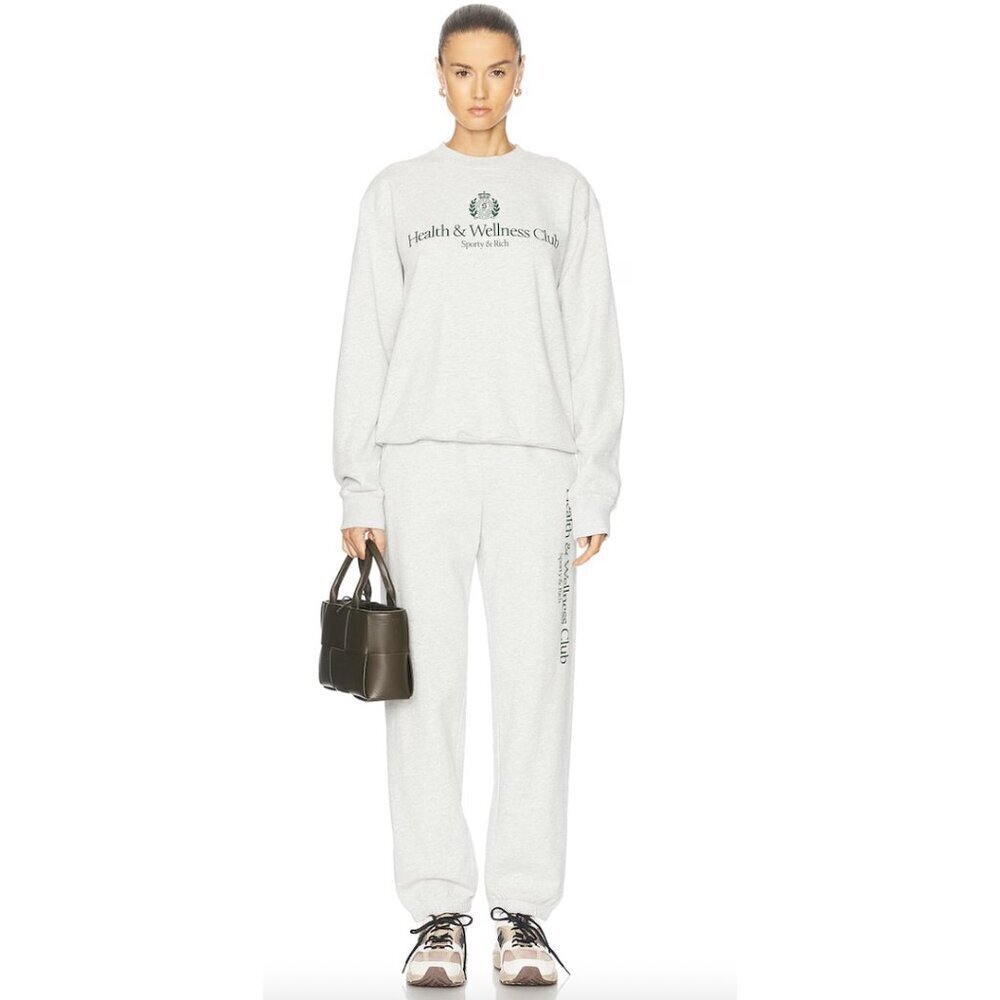 SPORTY & RICH H&W Crest Sweatpant in Heather Gray Alpine Size Medium